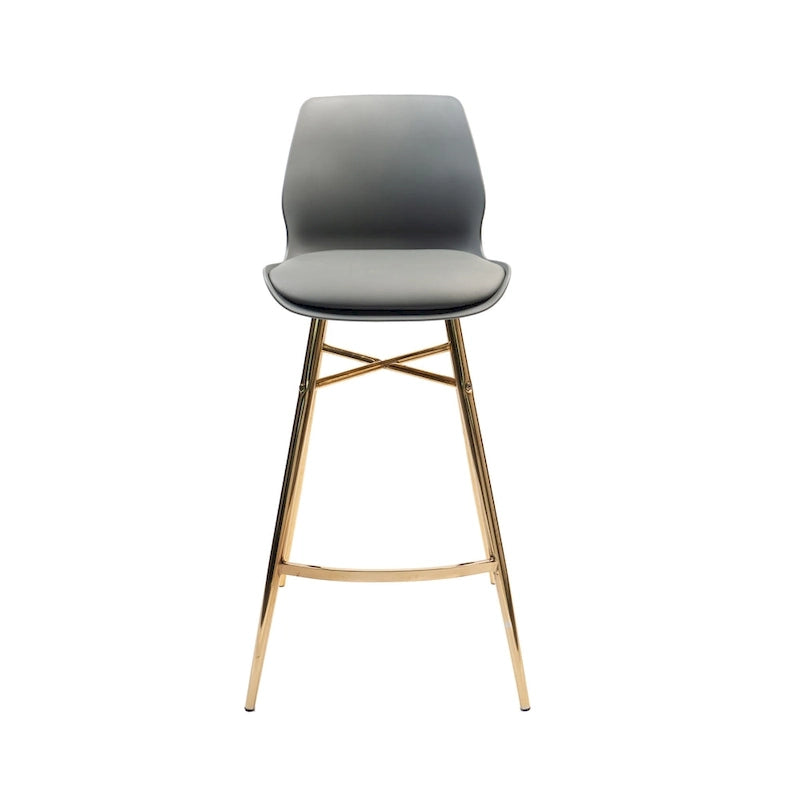 PU Leather Bar Stools with Gold Chrome Legs, Set of 2