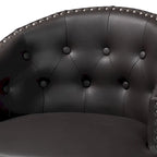 Brown Faux Leather Tufted Swivel Barstool with Nailhead Trim, Set of 2