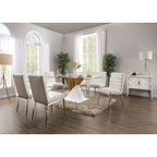 Modern White Channel Tufted Dining Chairs in Faux Leather, Set of 2