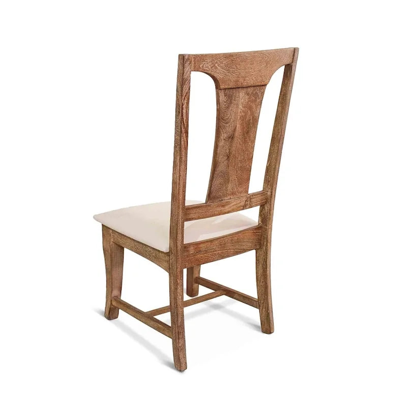 Mango Wood Upholstered Dining Chairs, Set of 2 | Antique Oak Finish