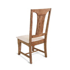 Mango Wood Upholstered Dining Chairs, Set of 2 | Antique Oak Finish