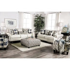 Transitional Ivory Fabric 2-Piece Sofa & Loveseat Living Room Set
