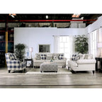 Transitional Ivory Fabric 2-Piece Sofa & Loveseat Living Room Set