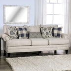 Transitional Ivory Fabric 2-Piece Sofa & Loveseat Living Room Set