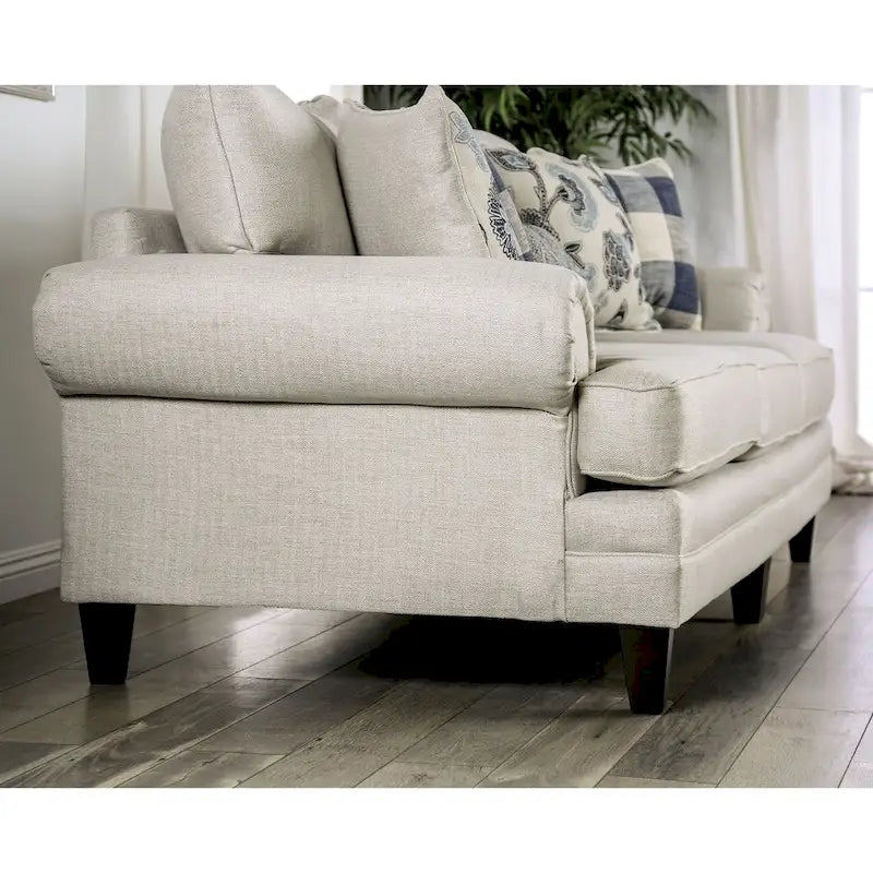 Transitional Ivory Fabric 2-Piece Sofa & Loveseat Living Room Set