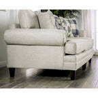 Transitional Ivory Fabric 2-Piece Sofa & Loveseat Living Room Set