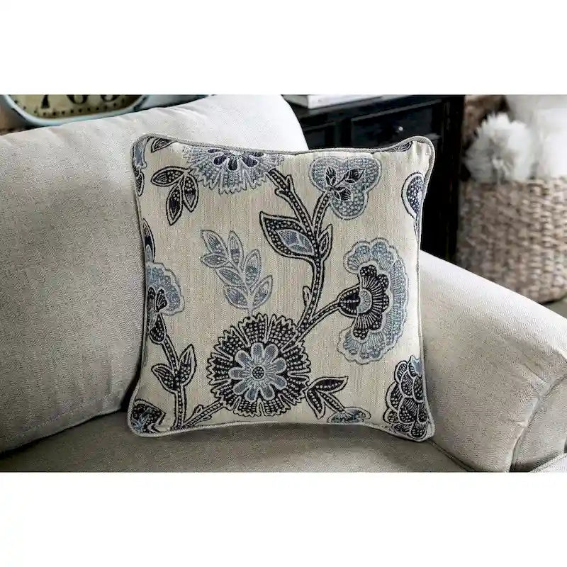 Transitional Ivory Fabric 2-Piece Sofa & Loveseat Living Room Set