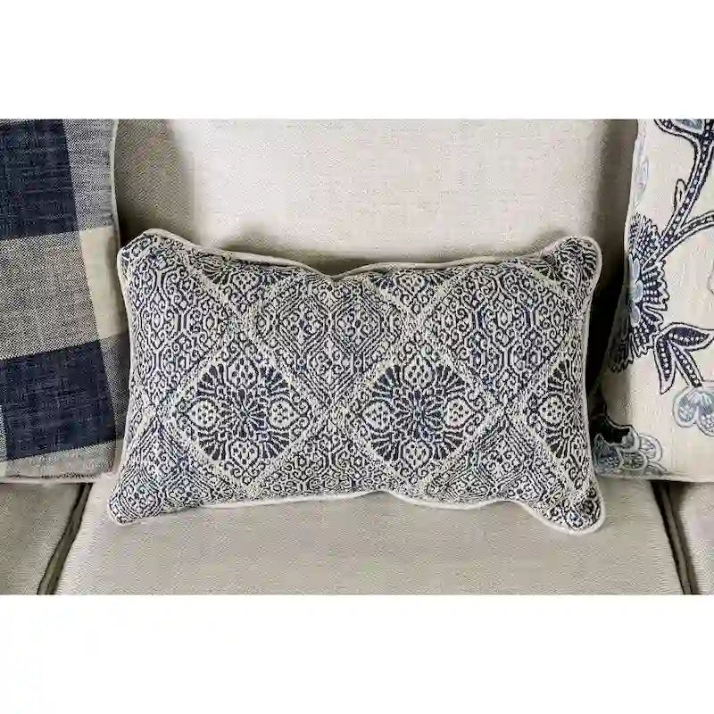 Transitional Ivory Fabric 2-Piece Sofa & Loveseat Living Room Set