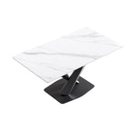 63" Modern Dining Table with White Sintered Stone Tabletop and Violet Steel Base