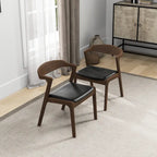 Mid-Century Modern Dining Chair with Solid Wood Frame, Set of 2