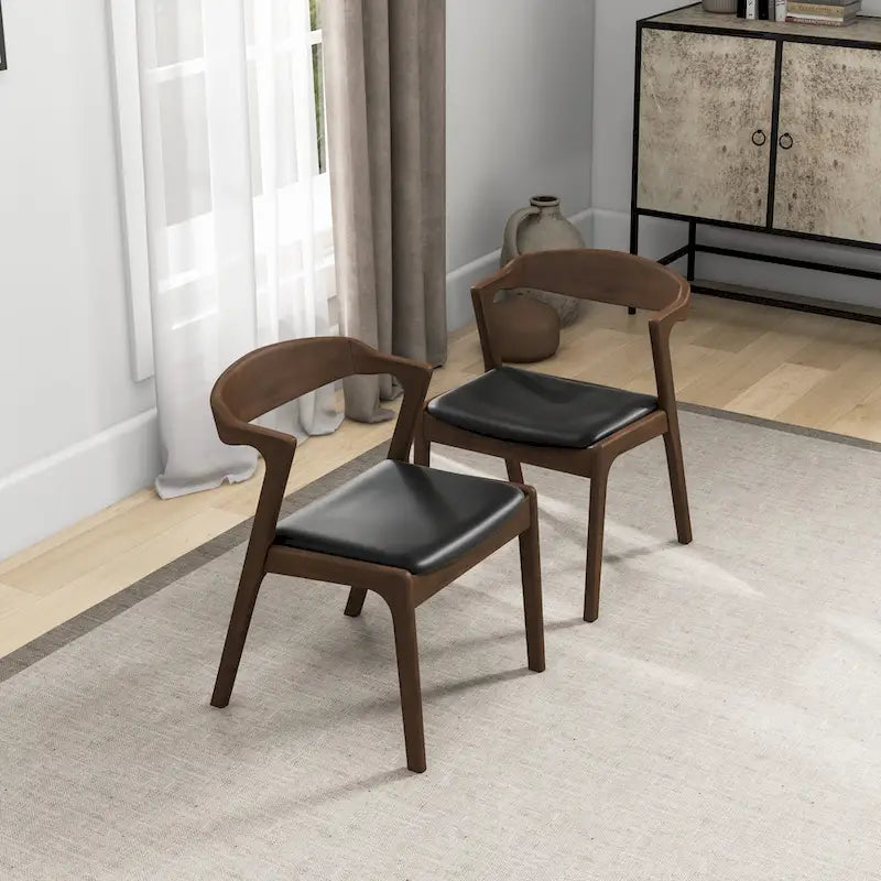 Mid-Century Modern Dining Chair with Solid Wood Frame, Set of 2