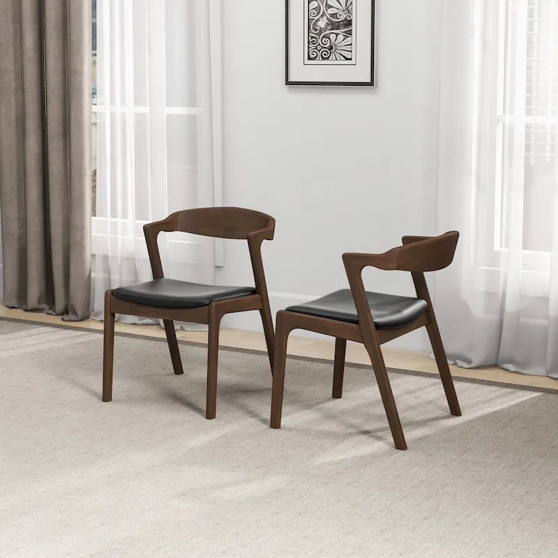 Mid-Century Modern Dining Chair with Solid Wood Frame, Set of 2