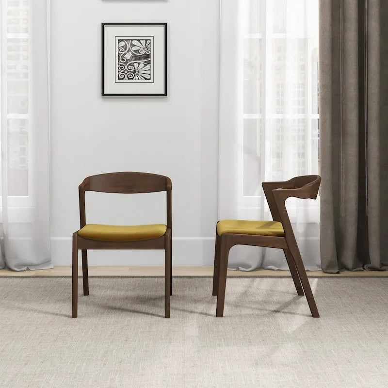 Mid-Century Modern Dining Chair with Solid Wood Frame, Set of 2