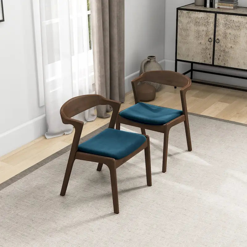 Mid-Century Modern Dining Chair with Solid Wood Frame, Set of 2