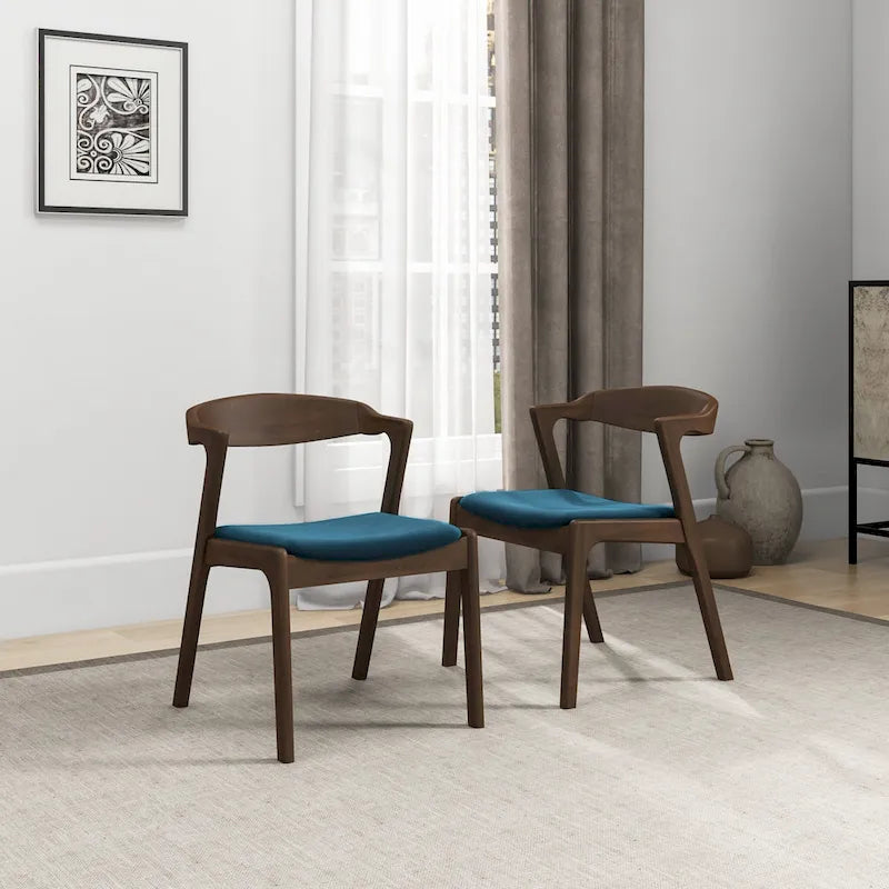 Mid-Century Modern Dining Chair with Solid Wood Frame, Set of 2