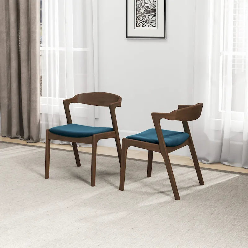 Mid-Century Modern Dining Chair with Solid Wood Frame, Set of 2
