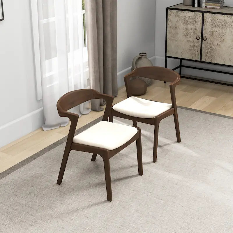 Mid-Century Modern Dining Chair with Solid Wood Frame, Set of 2