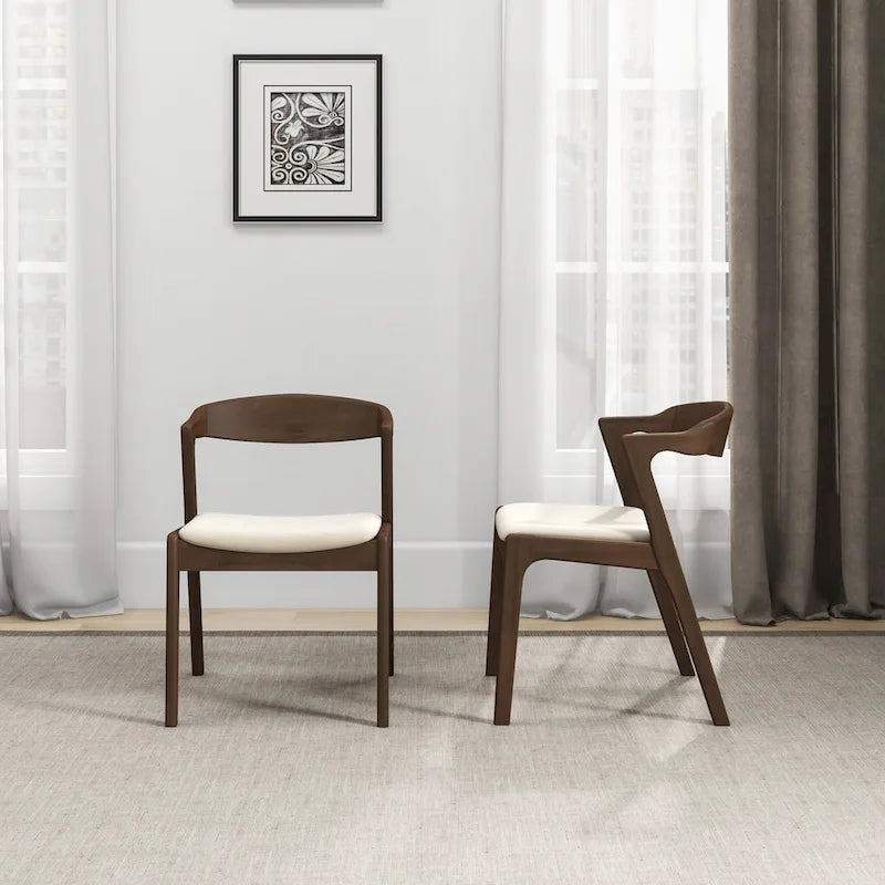 Mid-Century Modern Dining Chair with Solid Wood Frame, Set of 2