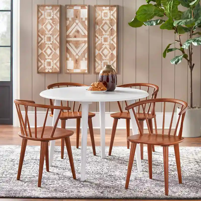 Round Dining Table with Sturdy Pedestal Base
