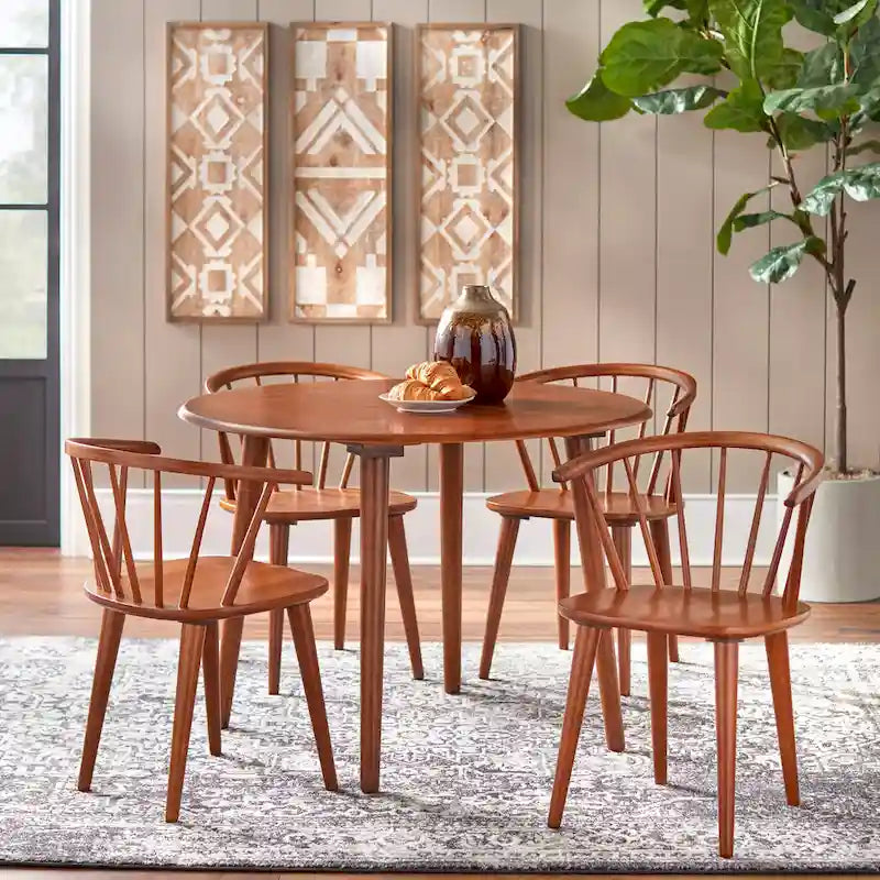 Round Dining Table with Sturdy Pedestal Base