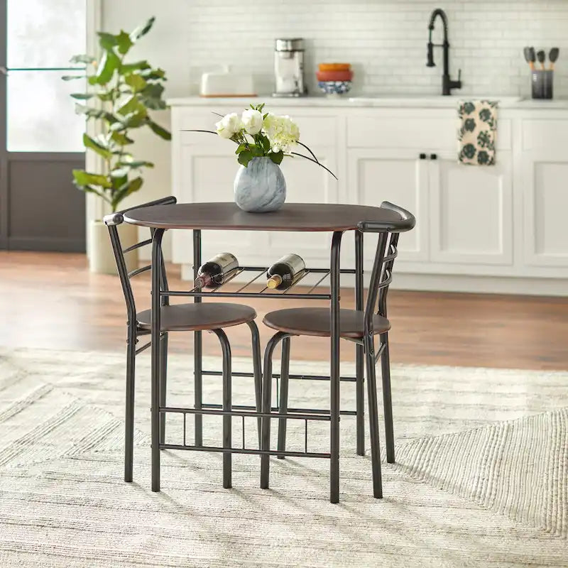 3-Piece Bistro Set with Metal Frame – Espresso or Grey Finish