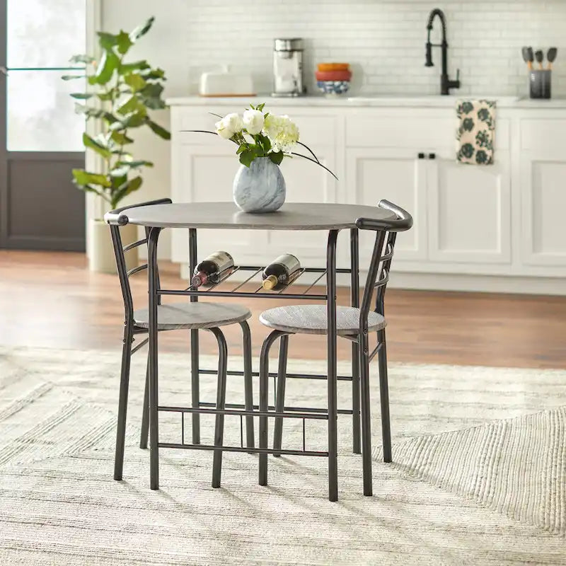 3-Piece Bistro Set with Metal Frame – Espresso or Grey Finish