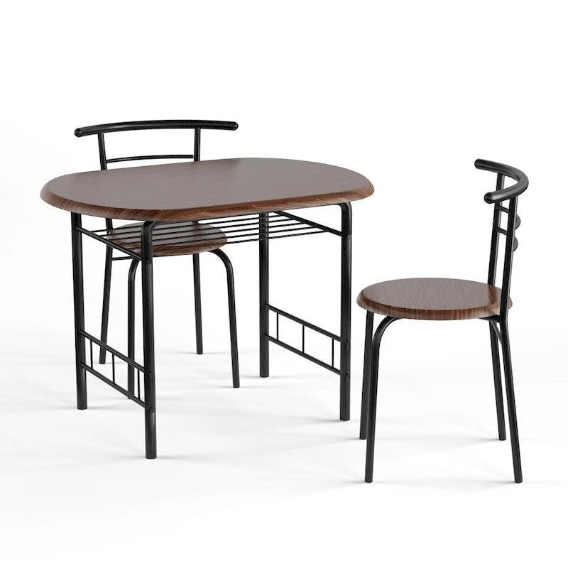 3-Piece Bistro Set with Metal Frame – Espresso or Grey Finish