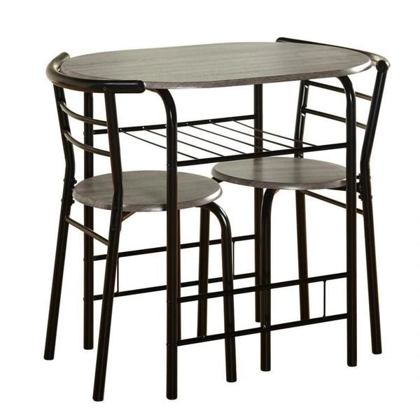 3-Piece Bistro Set with Metal Frame – Espresso or Grey Finish