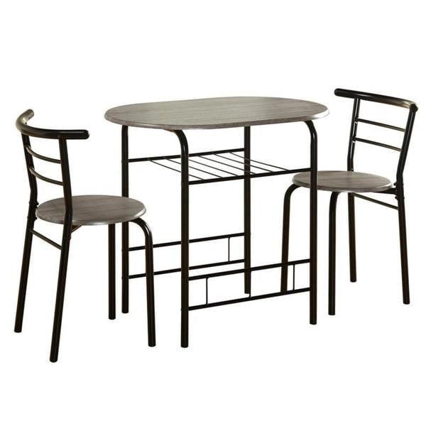 3-Piece Bistro Set with Metal Frame – Espresso or Grey Finish