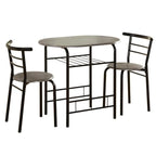 3-Piece Bistro Set with Metal Frame – Espresso or Grey Finish