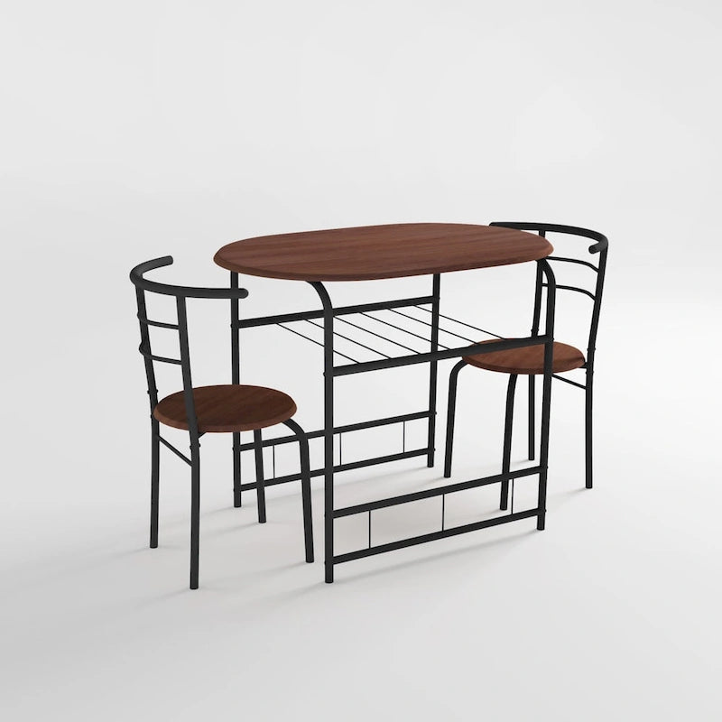 3-Piece Bistro Set with Metal Frame – Espresso or Grey Finish