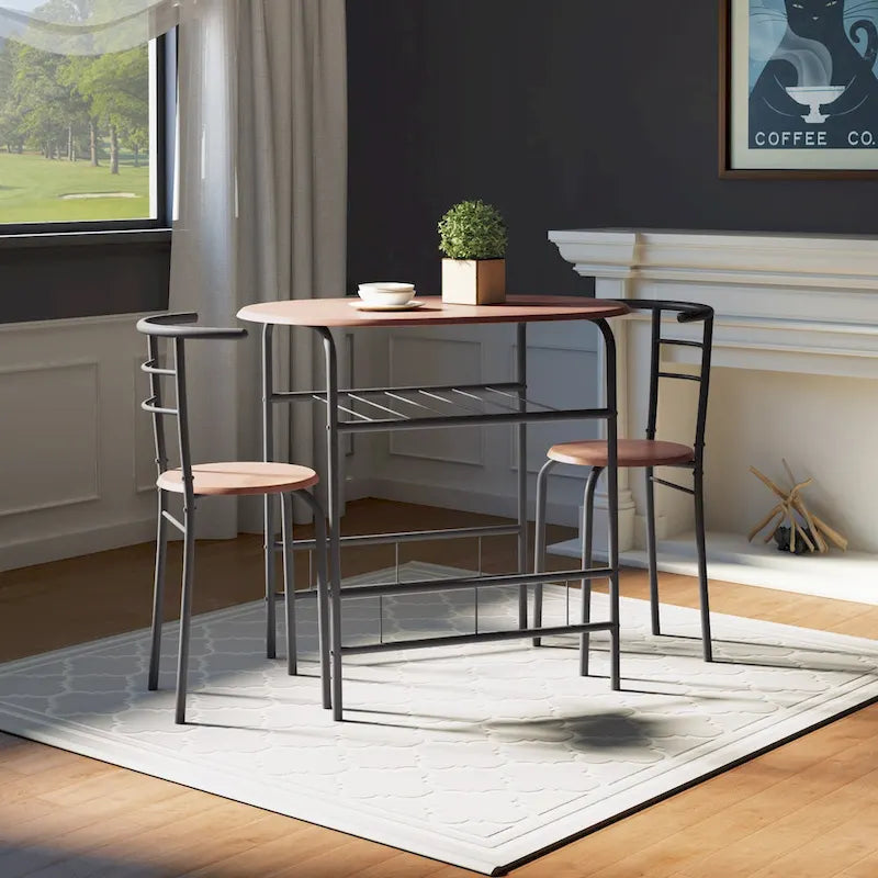 3-Piece Bistro Set with Metal Frame – Espresso or Grey Finish