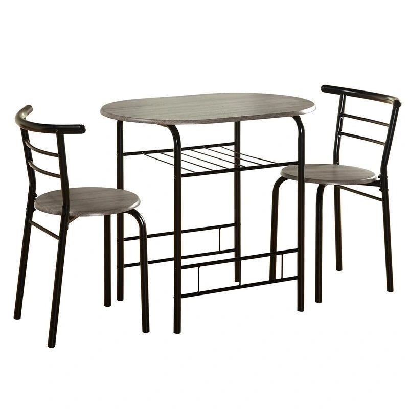 3-Piece Bistro Set with Metal Frame – Espresso or Grey Finish