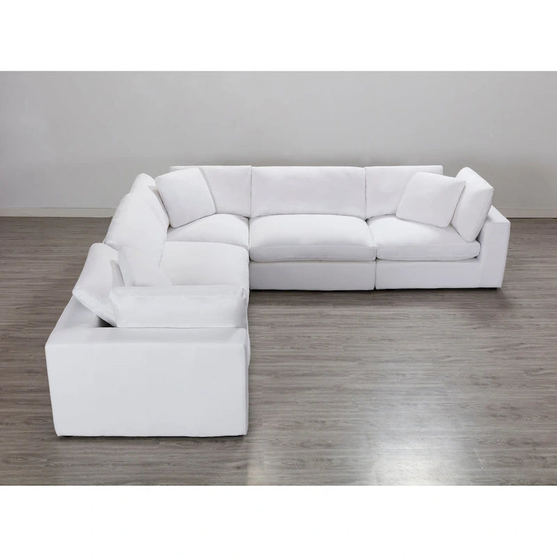 5-Piece Modular Sectional Sofa with Feather Fill Cushions