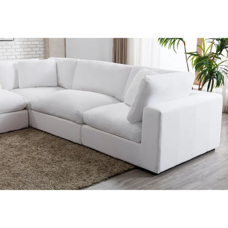 5-Piece Modular Sectional Sofa with Feather Fill Cushions