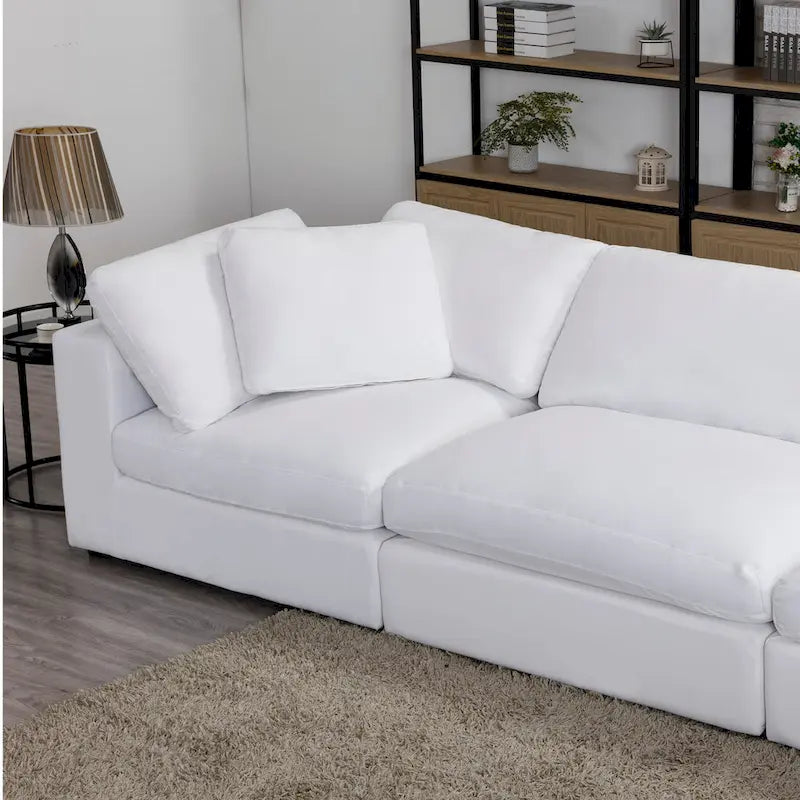 5-Piece Modular Sectional Sofa with Feather Fill Cushions