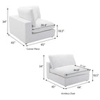 5-Piece Modular Sectional Sofa with Feather Fill Cushions