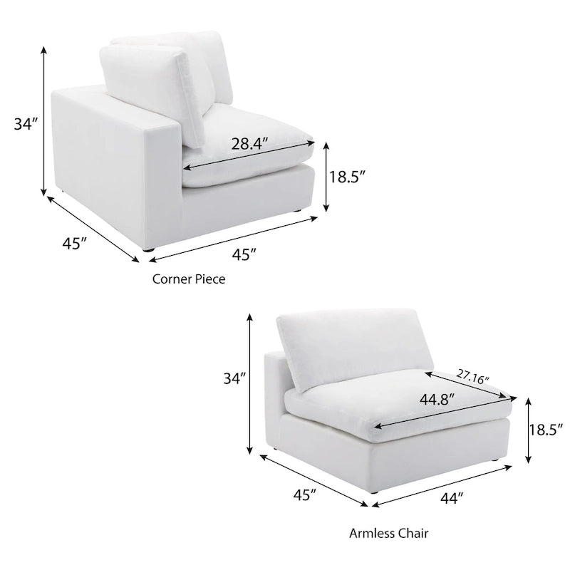 5-Piece Modular Sectional Sofa with Feather Fill Cushions