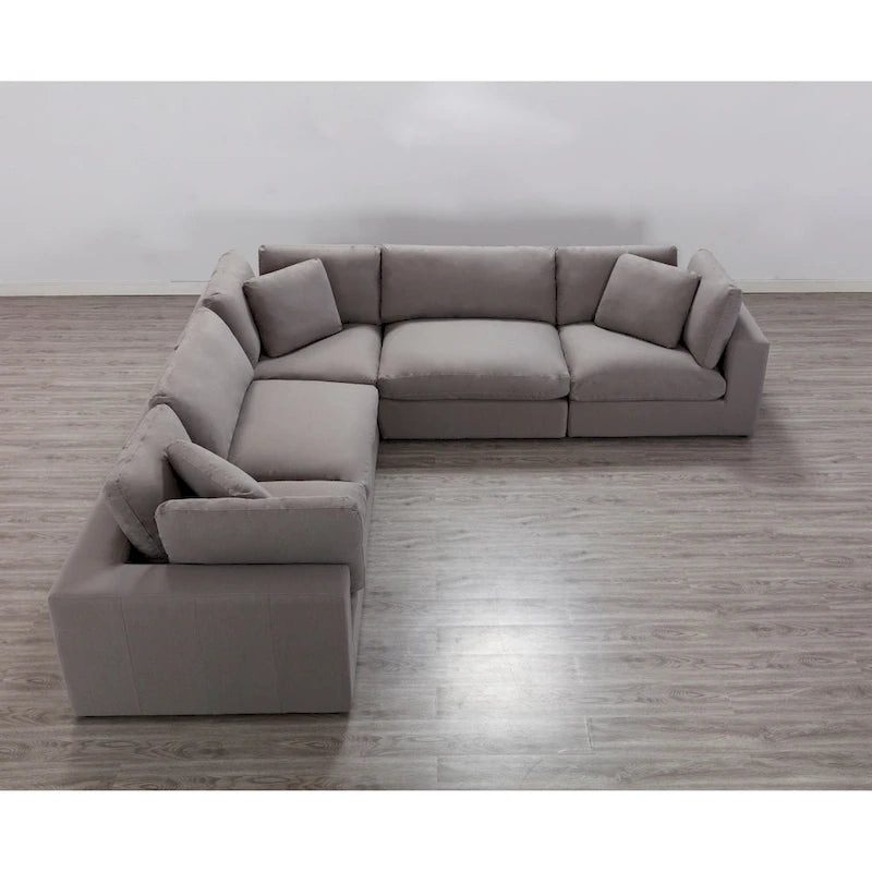 5-Piece Modular Sectional Sofa with Feather Fill Cushions