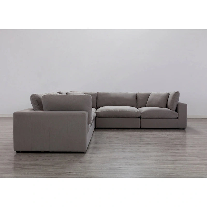 5-Piece Modular Sectional Sofa with Feather Fill Cushions