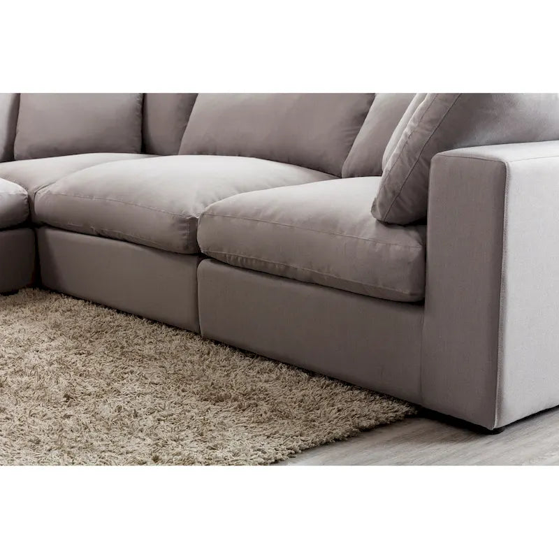 5-Piece Modular Sectional Sofa with Feather Fill Cushions
