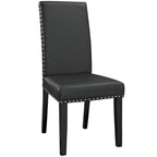 Black Faux Leather Parson Dining Chair with Nailhead Trim