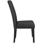 Black Faux Leather Parson Dining Chair with Nailhead Trim
