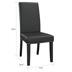Black Faux Leather Parson Dining Chair with Nailhead Trim