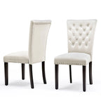 Tufted Velvet Dining Chairs with Chrome Nailhead Trim, Set of 2