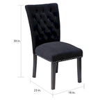 Tufted Velvet Dining Chairs with Chrome Nailhead Trim, Set of 2