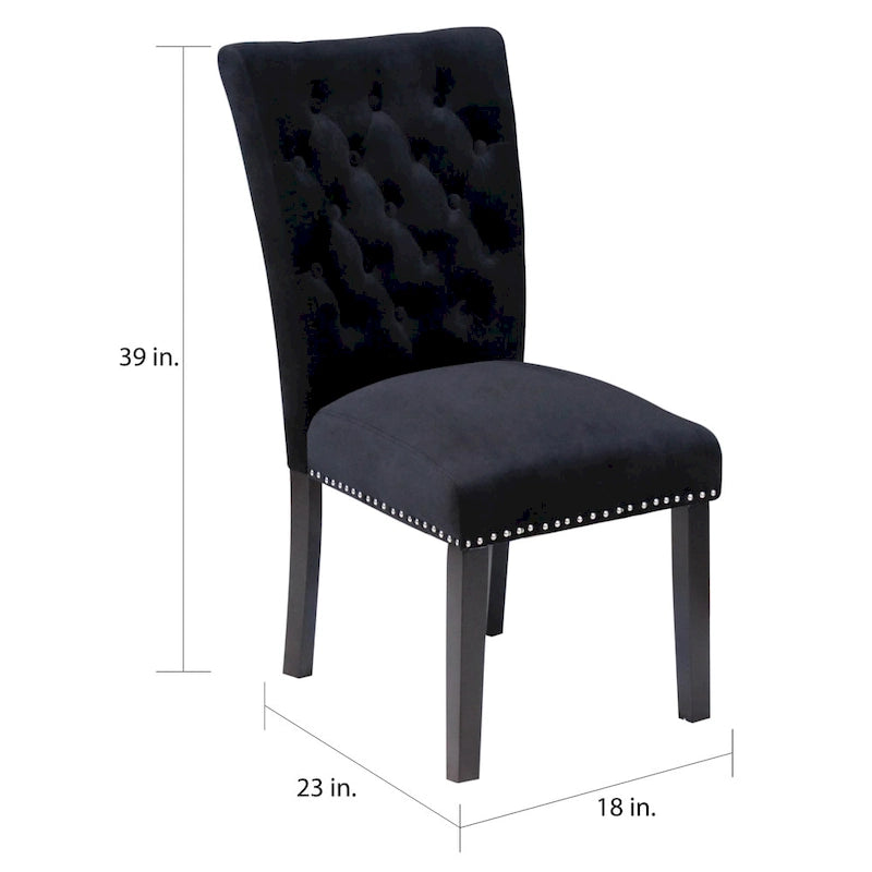 Tufted Velvet Dining Chairs with Chrome Nailhead Trim, Set of 2