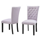Tufted Velvet Dining Chairs with Chrome Nailhead Trim, Set of 2