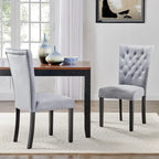 Tufted Velvet Dining Chairs with Chrome Nailhead Trim, Set of 2