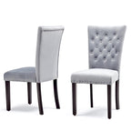 Tufted Velvet Dining Chairs with Chrome Nailhead Trim, Set of 2